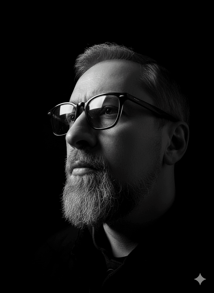 A hyper-realistic black-and-white portrait capture